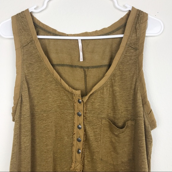 Free People Mustard Travelers Tank Henley Medium - Picture 5 of 8
